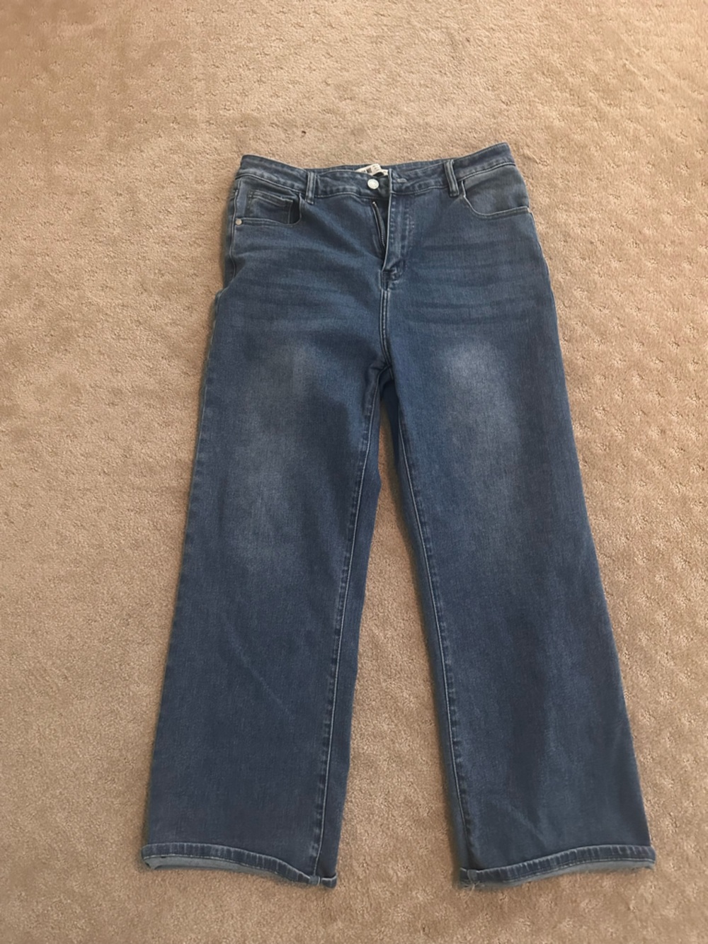 KATCH ME Women's Versatile High Waist Denim Wide Leg Jeans (Petite/XL)